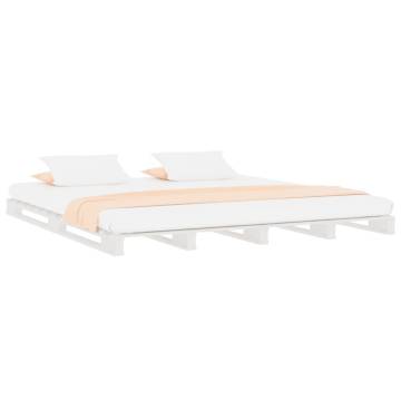 Pallet Bed White 150x200 cm King Size Solid Wood - Hipo Market