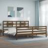 Bed Frame with Headboard Honey Brown 200x200 cm Solid Wood Colour honey brown Size 200 x 200 cm 