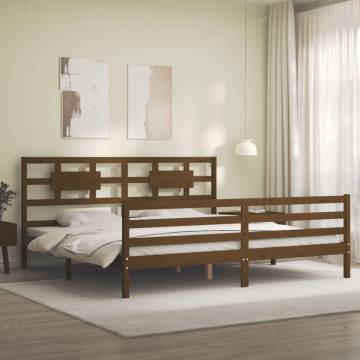 Honey Brown Bed Frame with Headboard - Solid Pine Wood 200x200 cm