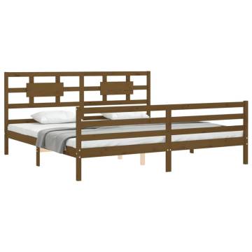 Honey Brown Bed Frame with Headboard - Solid Pine Wood 200x200 cm