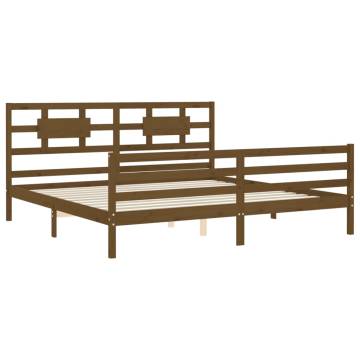 Honey Brown Bed Frame with Headboard - Solid Pine Wood 200x200 cm