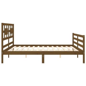 Honey Brown Bed Frame with Headboard - Solid Pine Wood 200x200 cm