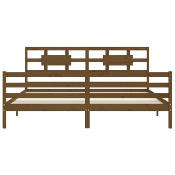 Honey Brown Bed Frame with Headboard - Solid Pine Wood 200x200 cm