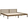 Honey Brown Bed Frame with Headboard - Solid Pine Wood 200x200 cm