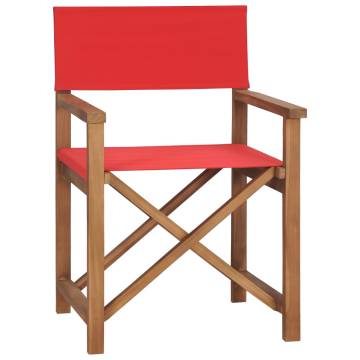 Director's Chair Solid Teak Wood Red - Durable & Stylish