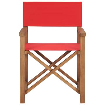 Director's Chair Solid Teak Wood Red - Durable & Stylish