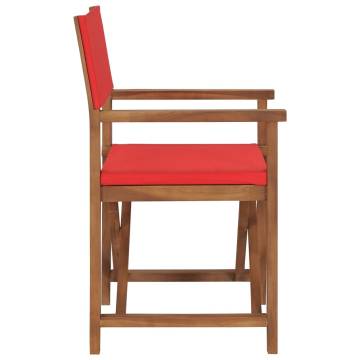 Director's Chair Solid Teak Wood Red - Durable & Stylish