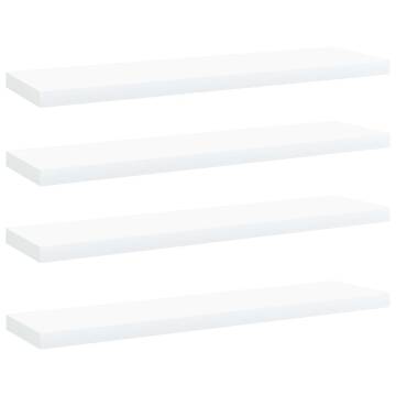 Bookshelf Boards 4 pcs White - Versatile Engineered Wood Shelves