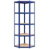 5-Layer Corner Shelf - Blue Steel & Engineered Wood Storage