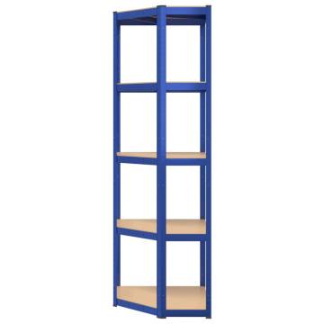 5-Layer Corner Shelf - Blue Steel & Engineered Wood Storage