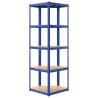 5-Layer Corner Shelf - Blue Steel & Engineered Wood Storage