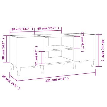 Record Cabinet Grey Sonoma - 121x38x48 cm Engineered Wood