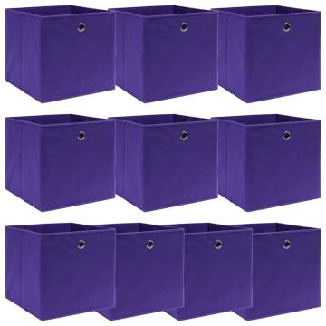 10 Purple Fabric Storage Boxes - Durable & Foldable | Hipomarket