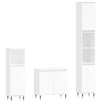 3 Piece High Gloss White Bathroom Furniture Set | HipoMarket