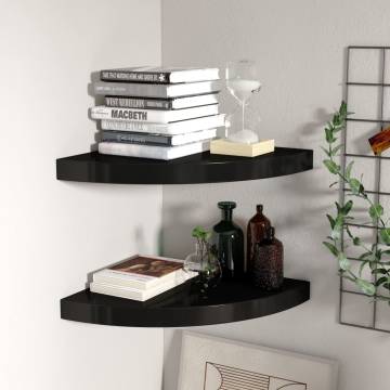 Stylish Floating Corner Shelves - Black MDF | Hipo Market