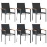 Stylish Garden Chairs Set of 6 - Black Textilene & Steel