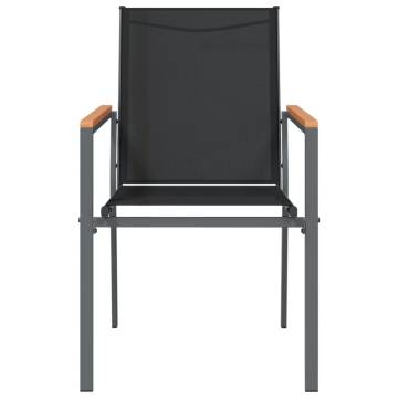 Stylish Garden Chairs Set of 6 - Black Textilene & Steel