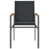 Stylish Garden Chairs Set of 6 - Black Textilene & Steel