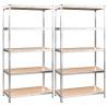 5-Layer Shelves 2 pcs Silver Steel & Engineered Wood - Hipo Market