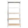 5-Layer Shelves 2 pcs Silver Steel & Engineered Wood - Hipo Market