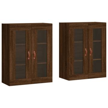 Elegant Wall Mounted Cabinets - 2 pcs Brown Oak Engineered Wood