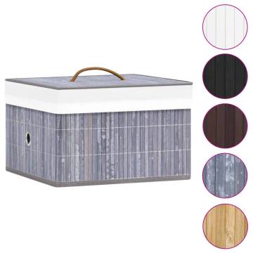 Bamboo Storage Boxes - 4 pcs Grey | Hipomarket