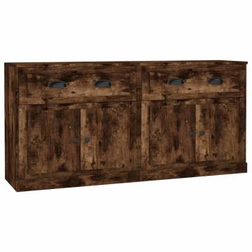 Buy 2 pcs Smoked Oak Engineered Wood Sideboards - HipoMarket