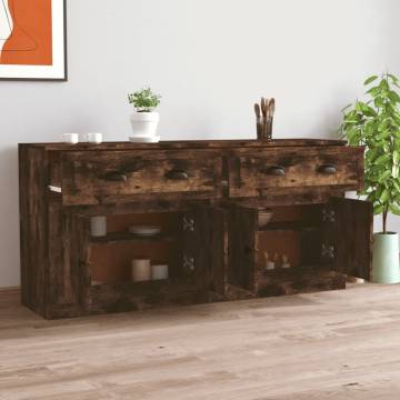 Buy 2 pcs Smoked Oak Engineered Wood Sideboards - HipoMarket