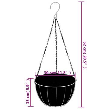 Hanging Basket Brackets with Planters - 4 pcs Black Steel