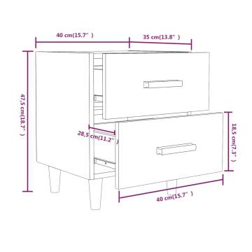 Sonoma Oak Bed Cabinet - Scandinavian Charm 40x35x47.5 cm