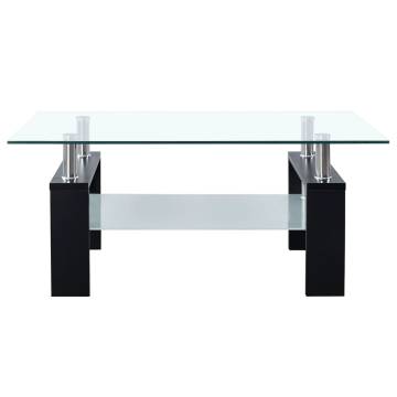 Stylish Black and Transparent Coffee Table - 95x55 cm