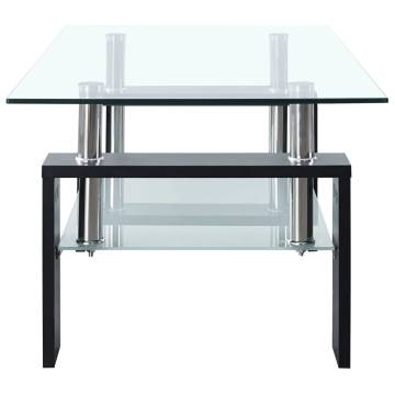 Stylish Black and Transparent Coffee Table - 95x55 cm