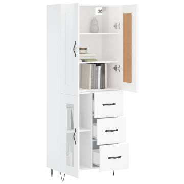 Stylish Highboard High Gloss White - 69.5x34x180 cm