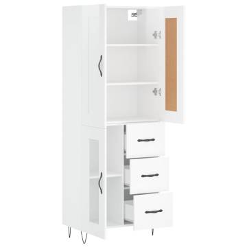 Stylish Highboard High Gloss White - 69.5x34x180 cm