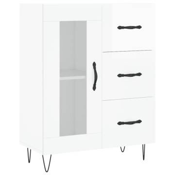 Stylish Highboard High Gloss White - 69.5x34x180 cm