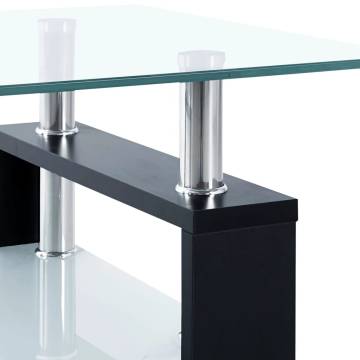 Stylish Black and Transparent Coffee Table - 95x55 cm