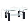 Stylish Black and Transparent Coffee Table - 95x55 cm