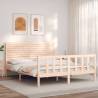 Bed Frame with Headboard 160x200 cm Solid Wood Colour natural Size 160 x 200 cm 