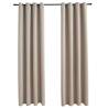 Beige Blackout Curtains with Metal Rings - 140x175 cm (2 pcs)