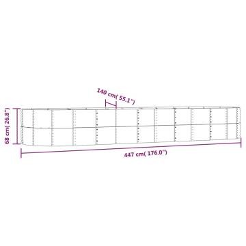 Garden Raised Bed Silver - 447x140x68 cm Powder-coated Steel