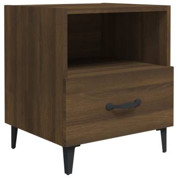 Elegant Brown Oak Bedside Cabinet - Quality Engineered Wood