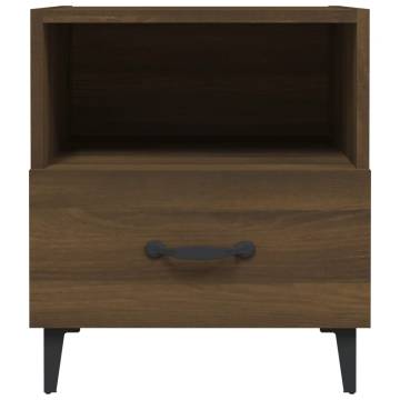 Elegant Brown Oak Bedside Cabinet - Quality Engineered Wood