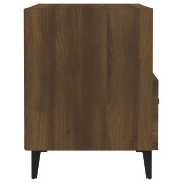 Elegant Brown Oak Bedside Cabinet - Quality Engineered Wood