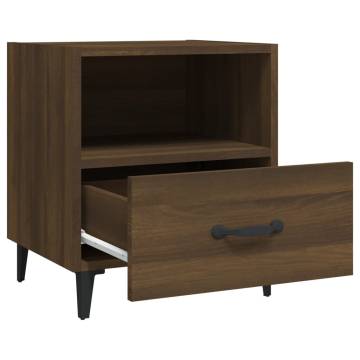 Elegant Brown Oak Bedside Cabinet - Quality Engineered Wood