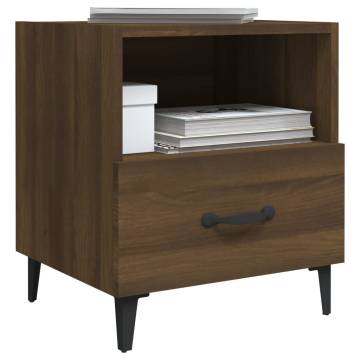 Elegant Brown Oak Bedside Cabinet - Quality Engineered Wood