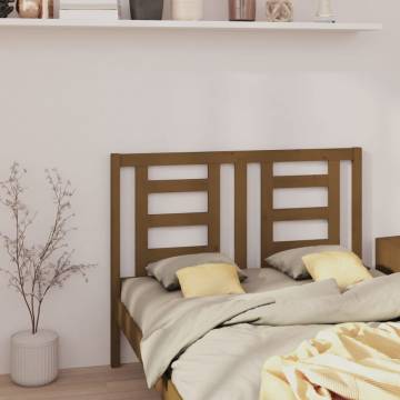 Stylish Honey Brown Solid Wood Bed Headboard - 146x4x100 cm