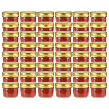 Glass Jam Jars with Gold Lid - 48 pcs 110 ml | HipoMarket