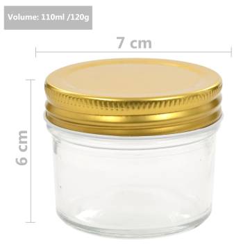 Glass Jam Jars with Gold Lid - 48 pcs 110 ml | HipoMarket