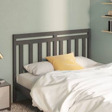 Stylish Grey Bed Headboard - Solid Pine Wood 126x4x100 cm