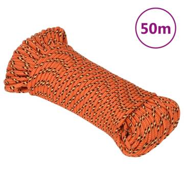 Boat Rope Orange 3mm 50m Polypropylene - Durable & Versatile